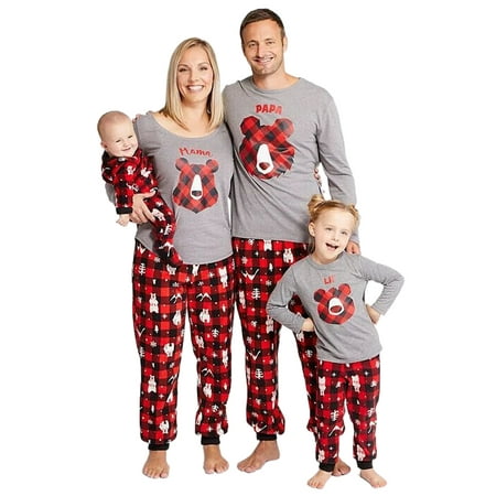 

AMILIEe Holiday Christmas Pajamas Family Bear Matching Pjs Set Xmas for Couples Youth