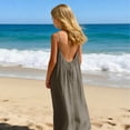 thumbnail image 2 of VBTAPA Linen Dresses for Girls Backless Cami Maxi Dress Boho Summer Dresses Trendy 2026 Vacation Casual Flowy Sundresses Gray 7 Years, 2 of 9
