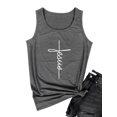 thumbnail image 3 of Women'd Round Neck Jesus Letter Printed Pullover Tank Top, 3 of 5