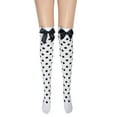 thumbnail image 3 of Xijirk Womens Polka Dot Thigh High Socks with Bow Decor Over The Knee Hosiery White,One Size, 3 of 4