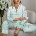 thumbnail image 6 of Picia Flowers And Turquoise Wooden Pattern Women’s Long-Sleeve Sleepwear Set - Soft 2-Piece Loungewear with Pockets, Comfy PJs for Relaxing Nights-Medium, 6 of 7