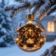 thumbnail image 5 of Light Up Christmas Ornaments, 3.1in Glowing Nativity Manger Holiday‑Scene Hanging Ball, Acrylic Christmas Tree Decoration, Festive Keepsake Ornament for Mantel, Window and Home Decor, 5 of 7