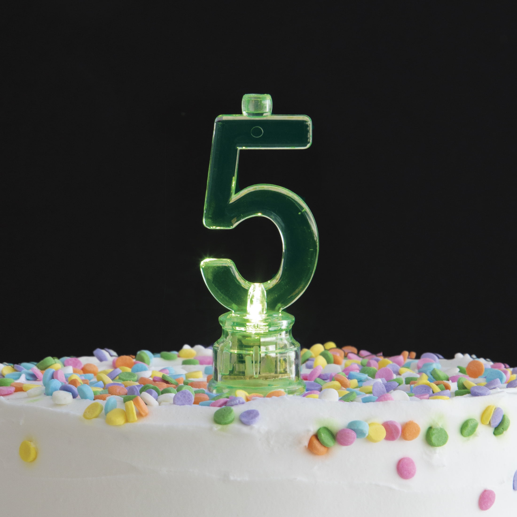 Multicolor Number 5 Flashing Birthday Candle Holder and Candles Set, 5 Pieces, by Way To Celebrate