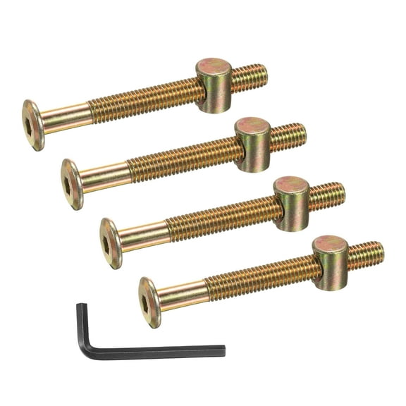 Uxcell 4 Set Bunk Bed Bolts and Nuts, M8x75mm Hex Drive Socket Cap Screws Nuts for Beds Headboards Chairs Furniture