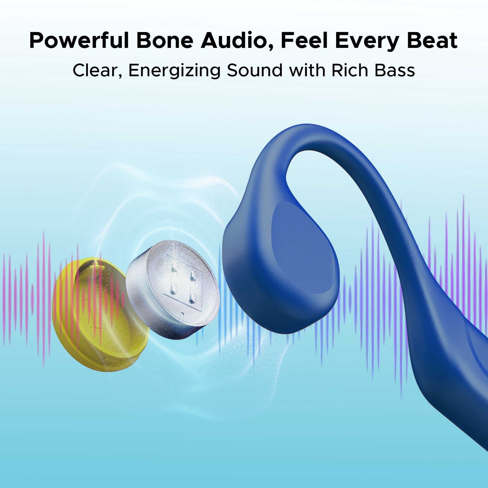 DOOGEE Bone Conduction Headphones, Running Headphones, Open-Ear Headphones, Sports with Safety LED Light, IP66 Waterproof, Bluetooth 6.0, 10H Playtime & Adjustable Band for Night Running