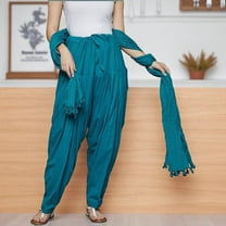 Peekdee Women Cotton Solid Patiala Salwar With Dupatta Set Teal Blue Traditional And Ethnic Wear One Size