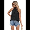 thumbnail image 3 of Camiseta Sin Mangas con Lazo Colgante en Color Liso, Negra, Talla M, 3 of 10