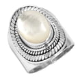 thumbnail image 1 of 925 Sterling Silver Ring For Women - Girls White Natural Mother Of Pearl Gemstone Silver Ring Size 9 April Birthstone Boho Silver Ring Size 9 New Year Gift For Mother Gemstone 925 Silver Jewelry, 1 of 5