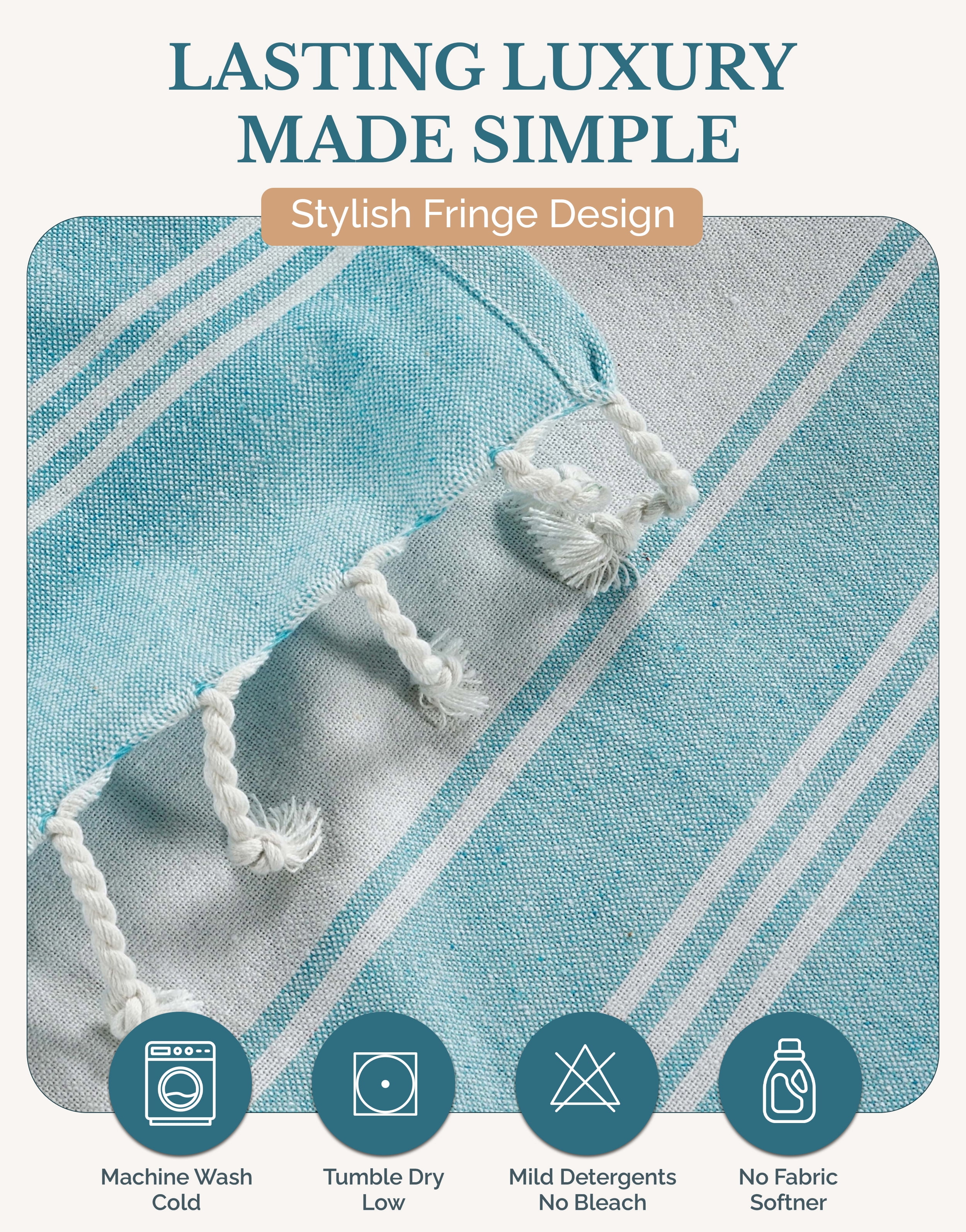 Casa Platino Oversized Cotton Beach Towel Set of 4, Quick Dry Extra Large Towels - Aqua