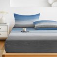 thumbnail image 6 of Twin XL Size Fitted Sheet Set - Blue Gray 2 Piece Bedding Sets 16" Deep Pocket Fitted Sheet with 1 Pillowcases, Vintage Farmhouse Gradient Wooden Grain Art Brushed Microfiber Hotel Luxury Bed Sheets, 6 of 9