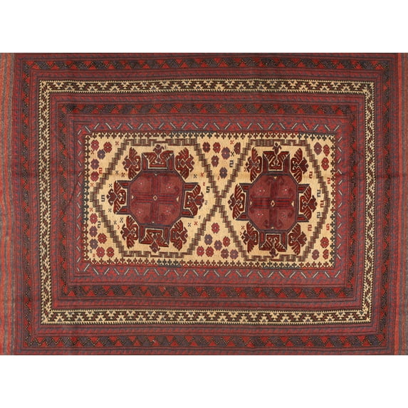 Ahgly Company Machine Washable Indoor Rectangle Traditional Tomato Red Area Rugs, 7' x 10'