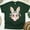 Forest Green, variant on Women's Cute Bunny Graphic T-Shirt with Bow and Glasses, Ash, Size S