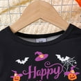 thumbnail image 5 of Weebloom Halloween Dress For Girls Bat Print Mesh Tutu Skirt With Cartoon Sleeves Bow Casual Party Outfit Age 1-8 Years Girls' Dresses,1-2 Years, 5 of 7