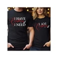 thumbnail image 1 of Camiseta "Tengo todo lo que necesito y soy todo", top, camiseta de San Valentín, camiseta de pareja, camiseta a juego para pareja, camiseta de manga corta estampada con cuello redondo, negra, cómoda,, 1 of 4