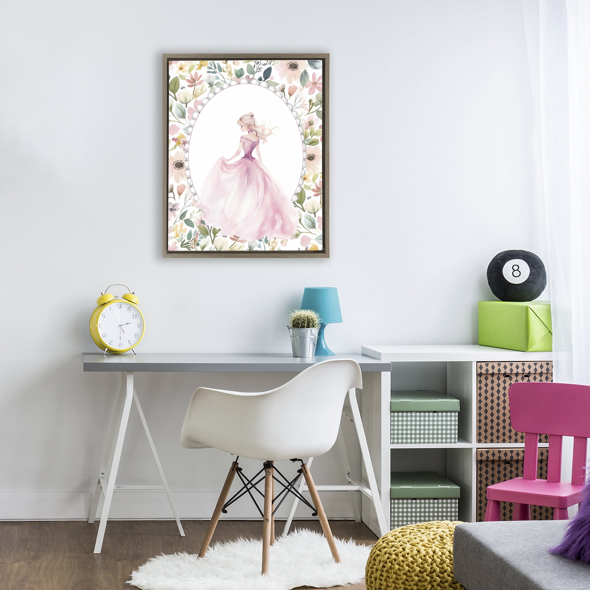 Stupell Industries Graceful Princess Love Brown Framed Floater Canvas Wall Art, design by Christine Simpson Art