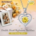thumbnail image 2 of RIVIKO Heart Birthstone Pendant Necklace for Women 925 Sterling Silver Zirconia Necklaces Wedding Anniversary Birthday Mothers Day Jewelry Gifts For Her Mother Wife, 2 of 11