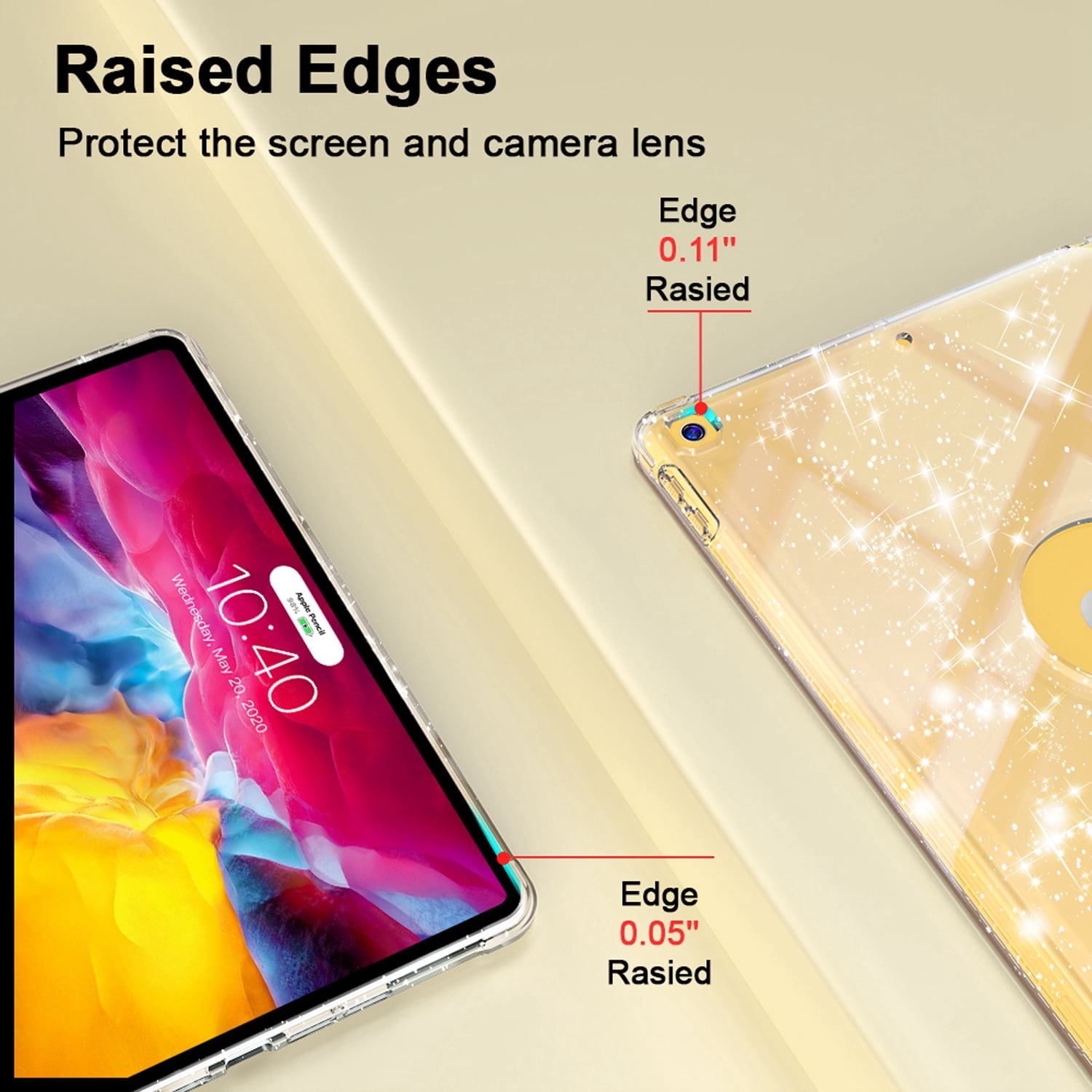 Decase Compatible with Apple iPad 10.2 inch 2021/2020/2019,Sparkle Cute Case,Glitter Cover with Sparkly Clear Back,Pencil Holder, Fits for iPad 7th/8th/9th Gen Case 10.2 inch for Kids Girls,Rosegold