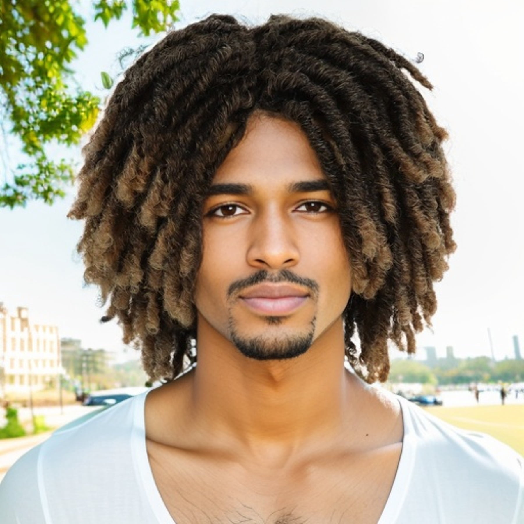 Short Dreadlocks Wigs for Men Braided Wig with Bangs in Synthetic Fiber T1B/27(Ombre Light Brown)