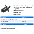 thumbnail image 2 of Idle Air Control Valve - Compatible with 1991 - 1995, 1997 Jeep Wrangler 2.5L 4-Cylinder 1992 1993 1994, 2 of 2