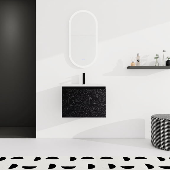 24'' Wall-Mounted Bathroom Vanity with Ceramics Sink / 2 Door Design for Organized Storage / In Tidy Bathrooms