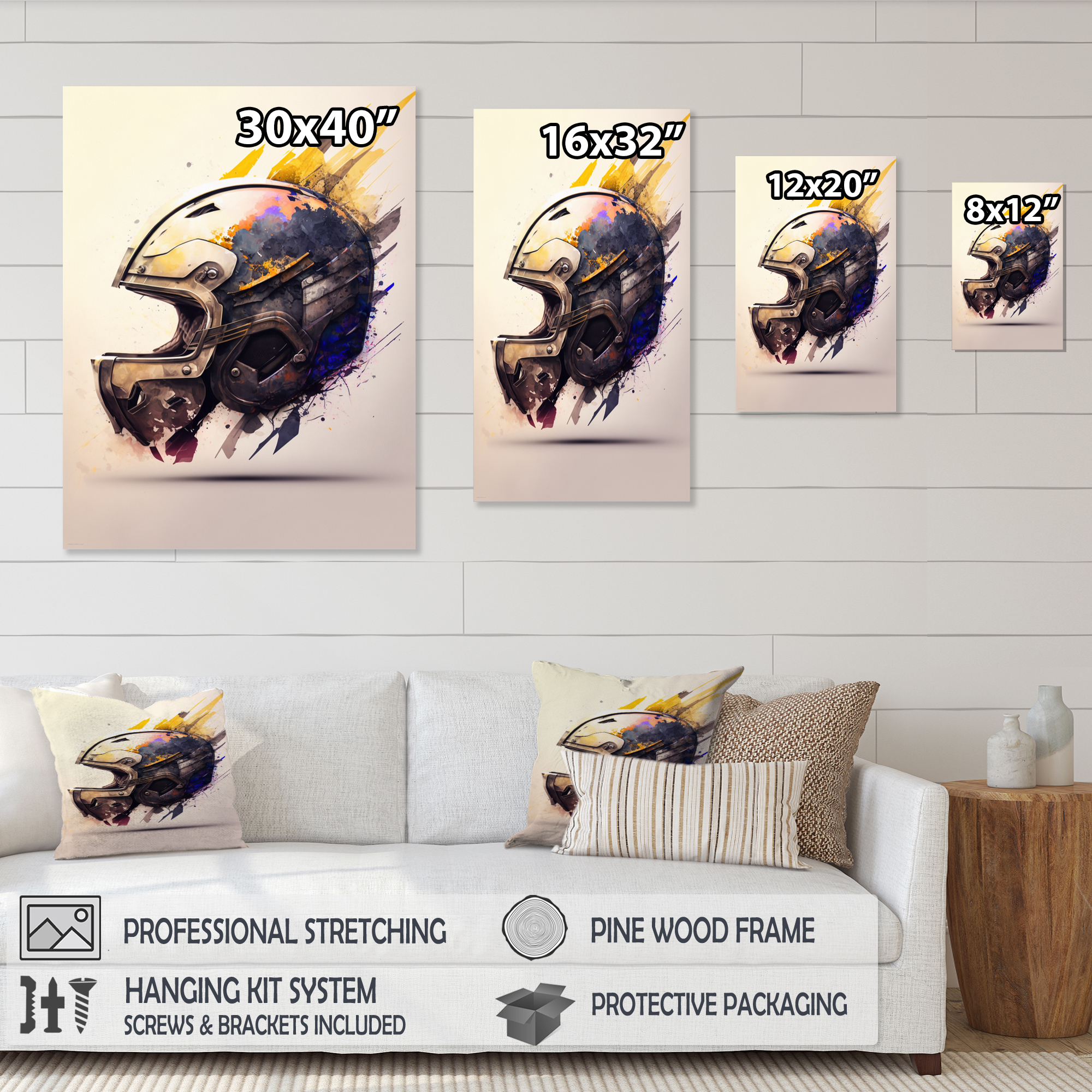 Designart Football Player Helmet III Canvas Wall Art
