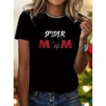 thumbnail image 2 of Spider Mom Graphic Print Women's Casual Short-Sleeve T-Shirt - Black with Red & White Lettering - Round Neck - Sizes S-XXL - Machine Washable - All-Season Comfort Fit, 2 of 7
