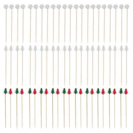 

FRCOLOR 100Pcs Christmas Tree Snowflake Shape Fruit Picks Disposable Bamboo Cocktail Sticks