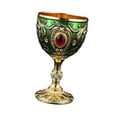 thumbnail image 4 of WeiLaiKeQi Wine Cup Tableware Bar Mini Chalice Collection Vintage Embossed Water Goblet Gold Green, 4 of 9