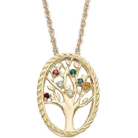 Family Jewelry Personalized Mother's 10kt Gold Birthstone Family Tree Necklace, 18"