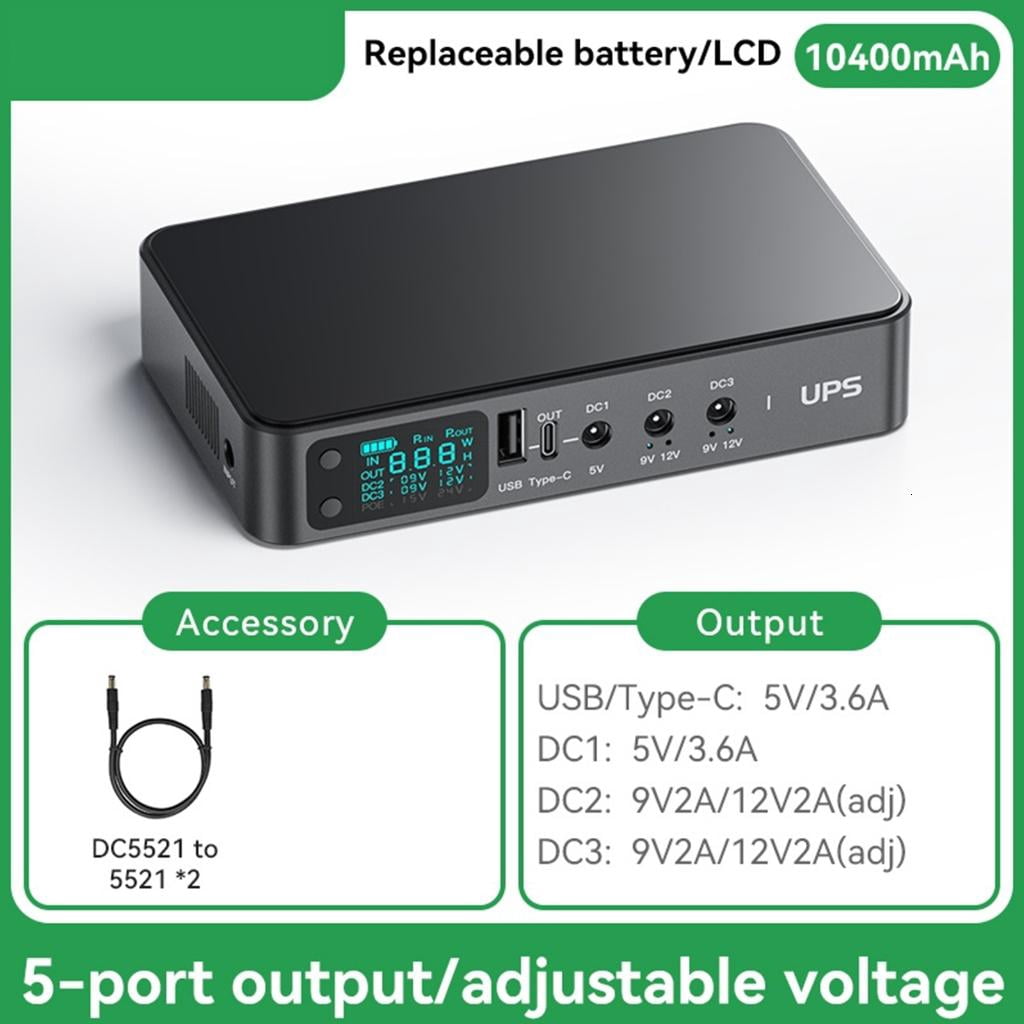 HONCLL UPS Battery Backup 9000mAh/10400mAh/18000mAh Small Uninterruptible Power Supply