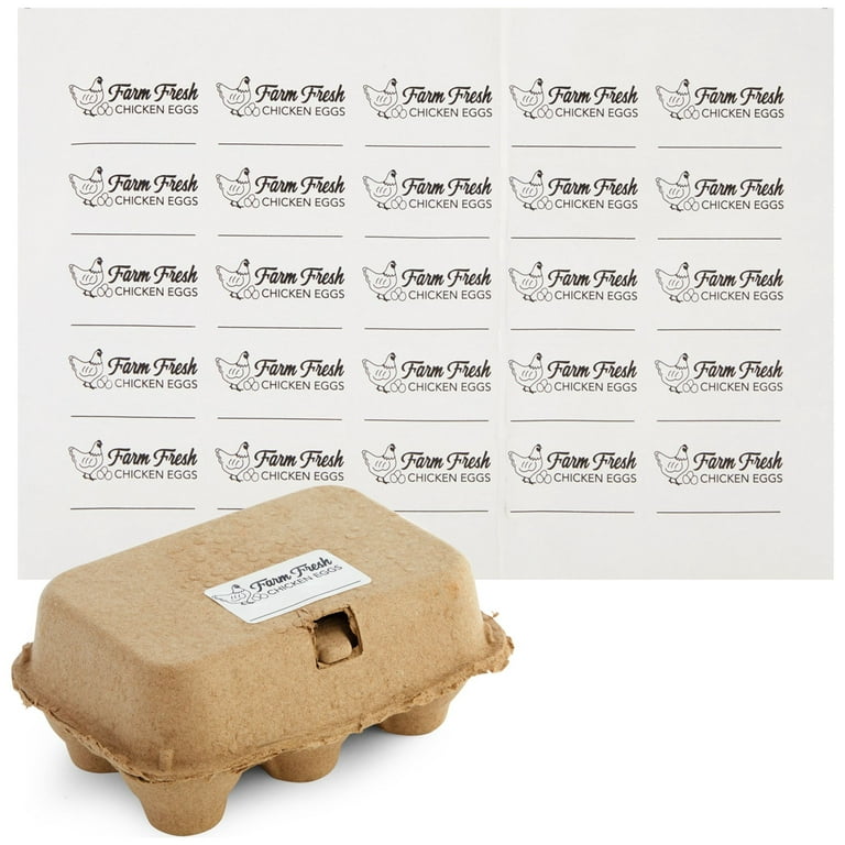 20-Pack Half Dozen Egg Cartons with 25 Farm Fresh Egg Labels