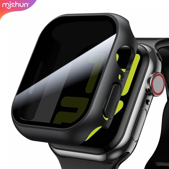 2 Pack Privacy Case for Apple Watch Screen Protector, Anti-Spy Tempered Glass Film Apple Watch Cover Hard PC Case Bumper for iWatch Series 11 Series 10 - Black 46mm