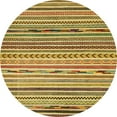 thumbnail image 1 of Ahgly Company Tapis d'Intérieur Rond Abstrait Doré Brun Jaune Oriental, 5 Pieds Rond, 1 of 6