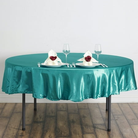 

BalsaCircle 90 Turquoise Round Satin Tablecloth Table Covers Reception Table Linens