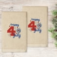 thumbnail image 2 of Linum Home Textiles 4th of July Embroidered Luxury 2 Piece Turkish Cotton Hand Towels, 16"x30", Sand Beige, 2 of 3