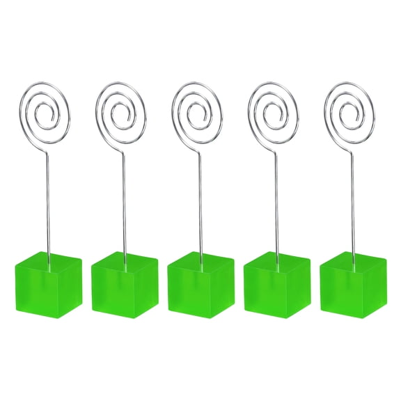 Uxcell Resin Cube Base Picture Card Holder, 5 Pack Circle Shape Table Stand Holder for Party Displaying, Green