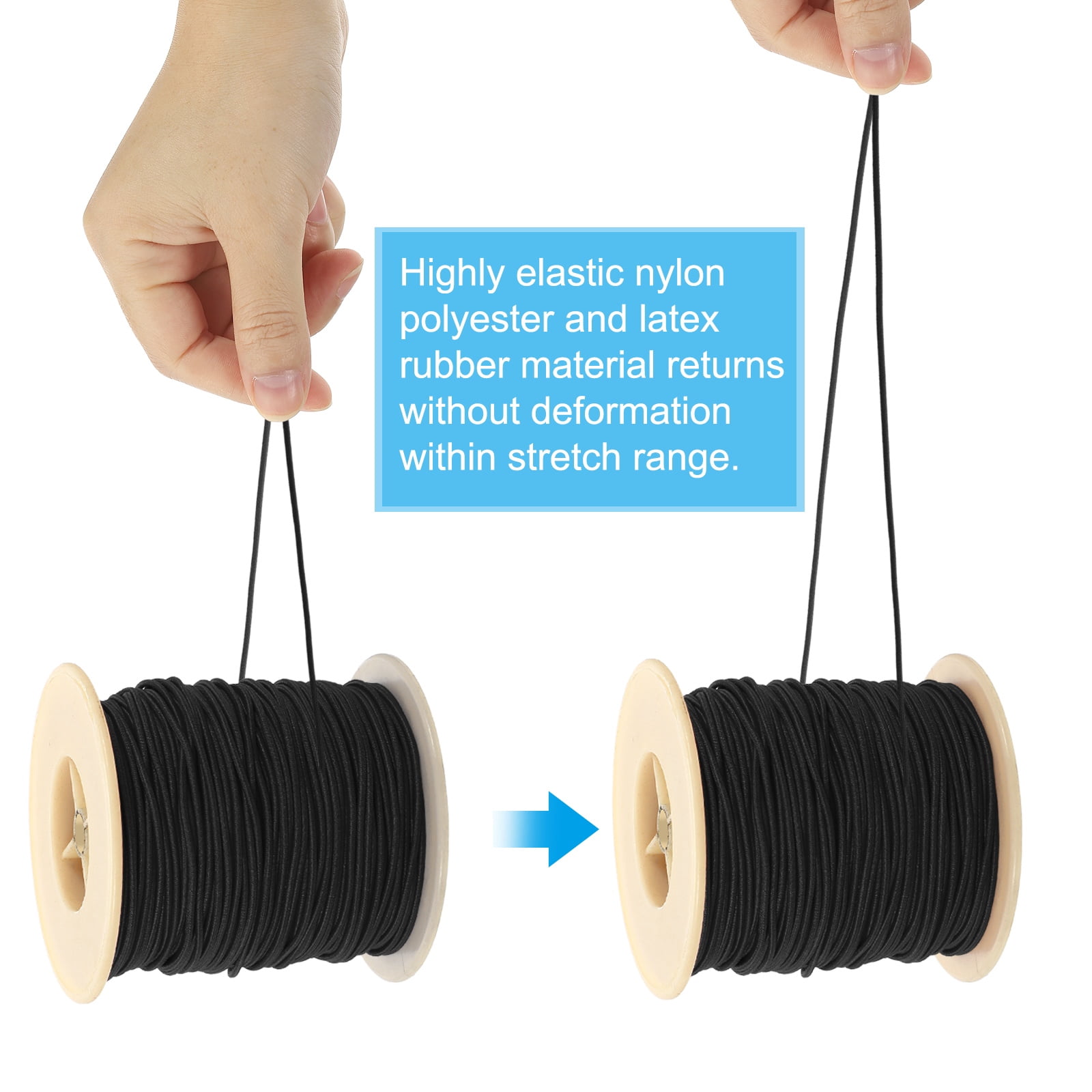 Uxcell Elastic Cord, 2 mm Stretchy Elastic String 77 Yards for Jewelry Making, Necklaces, Beading and Crafts DIY, Black
