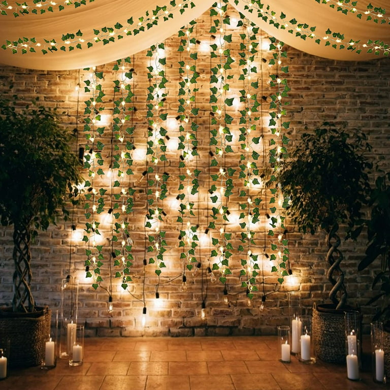 2M Artificial Ivy Garland Fake Vines String Lights Faux Green Hanging Plant  Greenery for Wall Party Wedding Home Outdoor Decor