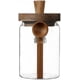 thumbnail image 1 of Frasco de vidrio con tapa de madera y cuchara, 20.3 oz, contenedor para almacenar alimentos, tarro para café, contenedor para posos de café, recipiente de vidrio para almacenar alimentos (1 paquete), 1 of 5