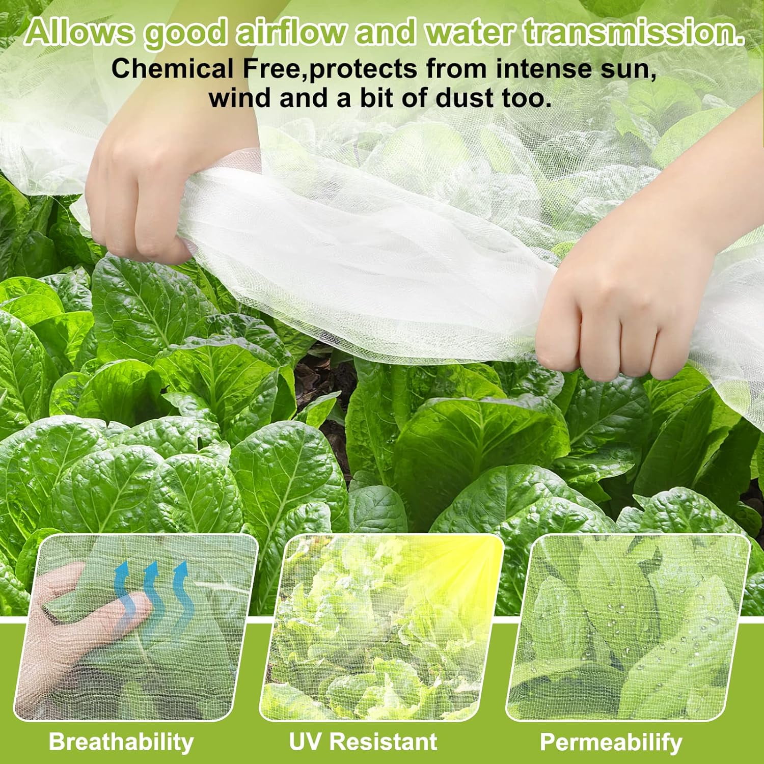 Garden Netting, 2 Pack 10x33Ft Ultra Fine Mesh Netting Pest Barrier Protection Bird Mosquito Net Plants Cover for Vegetables Fruits Flowers Crops Greenhouse Row Cover Raised Bed Patio