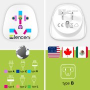 LENCENT World to US Plug Adapter, Universal Travel European Plug Converter 2 Pack EU/UK/Australia/China/Italy to American Outlet Power Adaptor