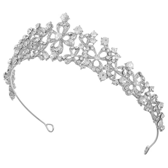 IBASETOY 1Set Wedding Tiara Silver Minimalist Design Sparkling Rhinestones for Brides Special Occasions