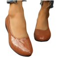 thumbnail image 1 of Chaussures Compensées pour Femmes à Bout Rond, Confortables, à Enfiler, en Cuir, Décontractées, Antidérapantes, Plates, 37, 1 of 8