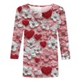 thumbnail image 5 of mihongmao Valentine Day Shirt for Women Round Neck Women Valentine's Day Flower Print Round Neck Three Quarter Sleeve 3/4 Sleeve T-shirt Loose Multicolor XL, 5 of 5
