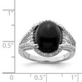 thumbnail image 6 of Auriga Fine Jewelry 925 Sterling Silver Rh-Plated Oval Onyx and Diamond Solitaire Ring Size 9 for Women, 6 of 6