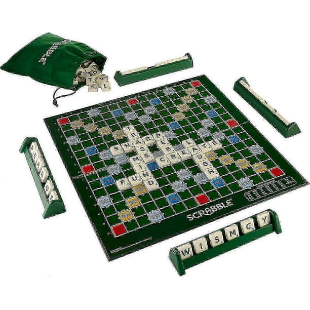 Deluxe Scrabble Experience, Locks Tiles in Place for 2 to 4 Players, Classic Game with Addictively Fun Gameplay for Ages 8 and Up