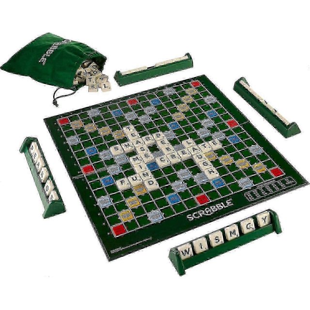 Deluxe Scrabble Experience, Locks Tiles in Place for 2 to 4 Players, Classic Game with Addictively Fun Gameplay for Ages 8 and Up