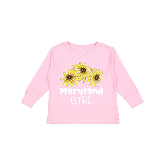 Inktastic Maryland Girl Black Eyed Susans Flowers Girls Long Sleeve Toddler T-Shirt