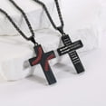 thumbnail image 3 of Baseball Cross Necklace for Men Stainless Steel Cross Pendant Chain First Communion Confirmation Religious Christian Jewelry Gift, Inspirational Bible Verse Black Necklaces, 3 of 5