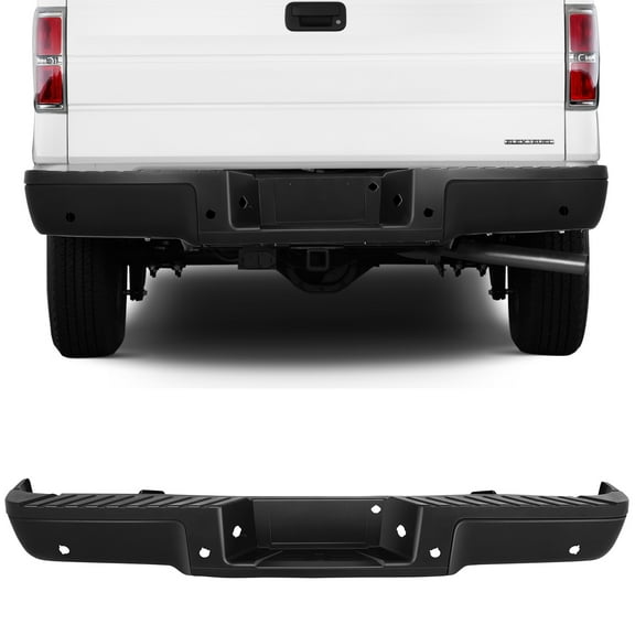 ECCPP Rear Step Bumper Black Fit for 2009 2014 for Ford F-150 Steel Rear Bumper With License Plate Lights